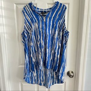 Alfani Blue Black and White Tank Top With Zipper - Size 2X - perfect condition